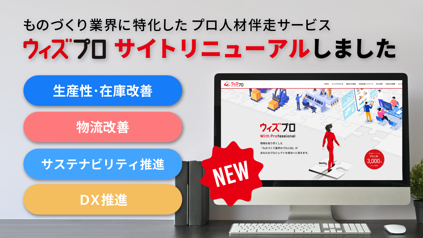 ものづくり業界に特化したプロ人材伴走サービス「ウィズプロ」のサイトをリニューアルしました